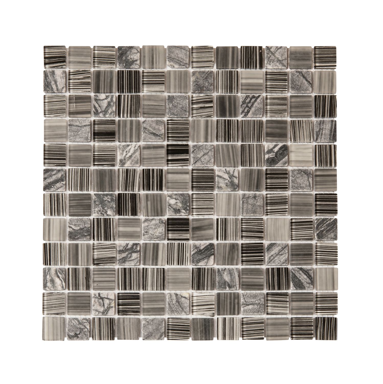 Glass &amp; Stone Mosaic Zebra Grey