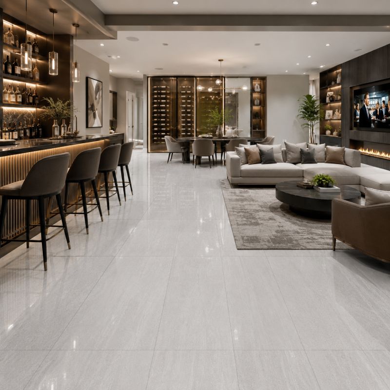 Silkstone Silver Shiny Porcelain Floor Tile -  600 x 1200mm