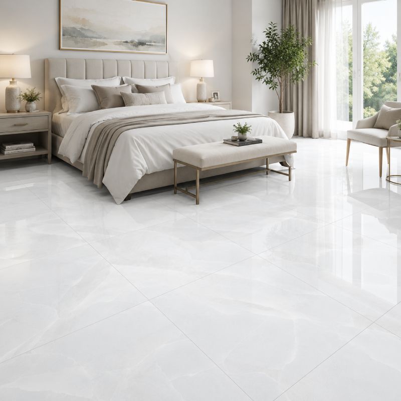 Snow Crystal Shiny Porcelain Floor Tile - 800 x 800mm Snow Crystal Shiny Porcelain Floor Tile - 800 x 800mm