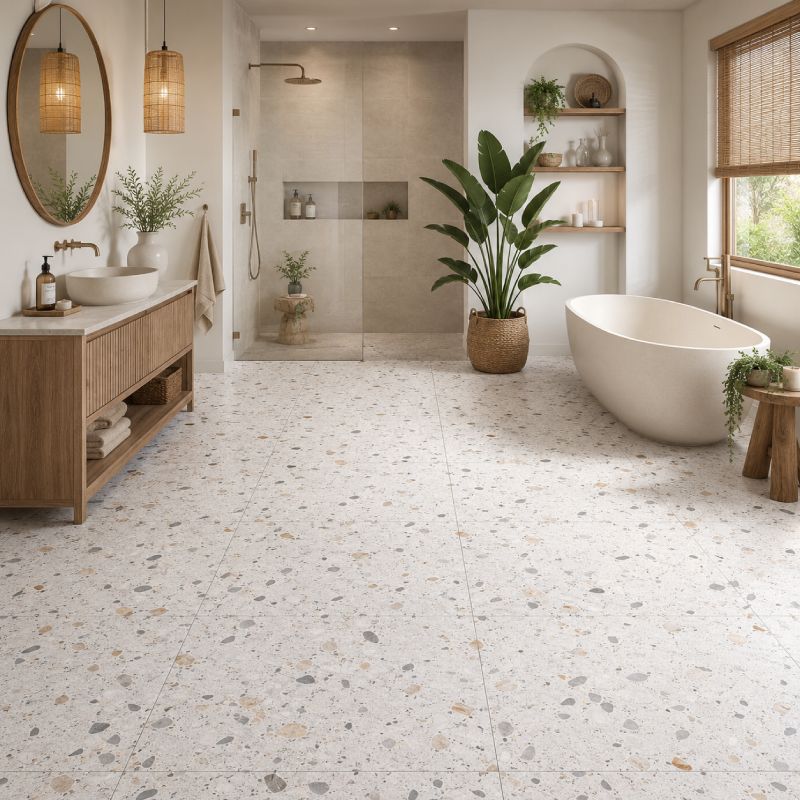Pebble Super White Matt Porcelain Floor Tile - 800 x 800mm Pebble Super White Matt Porcelain Floor Tile - 800 x 800mm