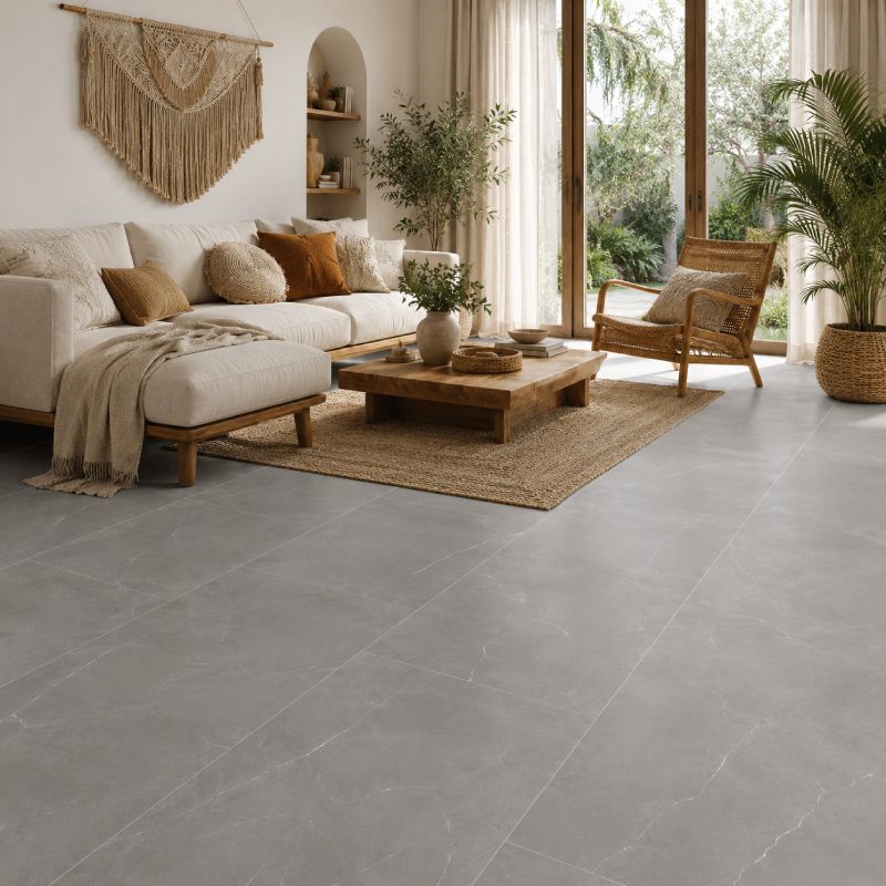 Oyster Leaf Brown Matt Porcelain Floor Tile - 600 x 1200mm