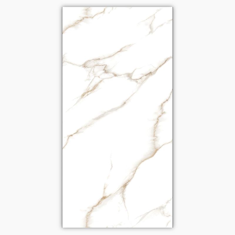 Calacatta Aurora Shiny Porcelain Floor Tile - 600 x 1200mm