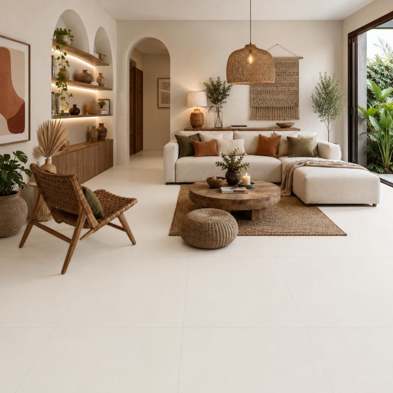 Super White Matt Porcelain Floor Tile - 600 x 1200mm