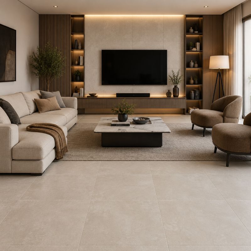 Portland Bone Matt Porcelain Floor Tile - 600 x 600mm Portland Bone Matt Porcelain Floor Tile - 600 x 600mm