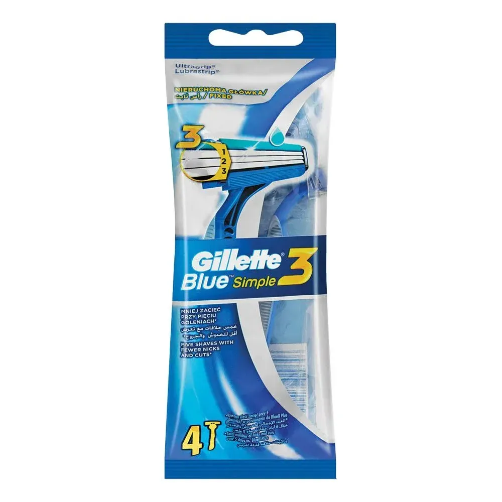 GILLETTE BLUE 3 SIMPLE DISP 4'S (3/6)