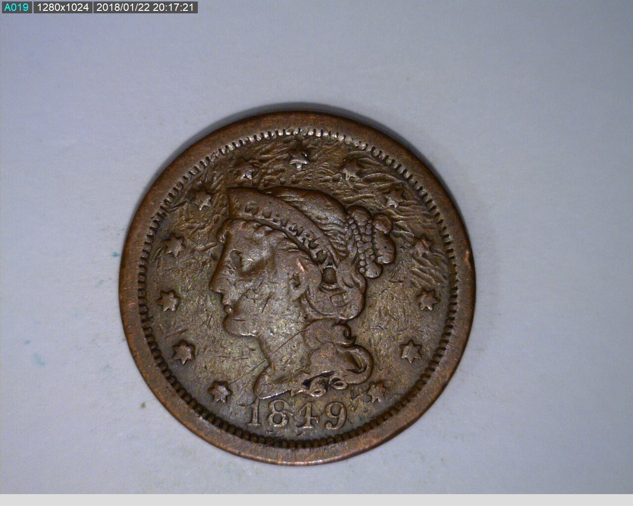 1849 1C Large Cent