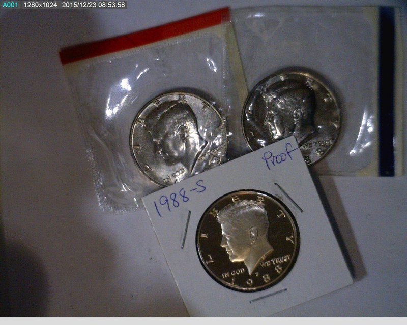 1988 PDS 50C Kennedy Half Dollars in mint cello and Proof
