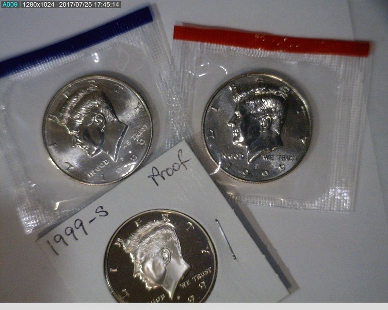 1999 P DS 50C Kennedy Half Dollars Unc in mint cello and Proof
