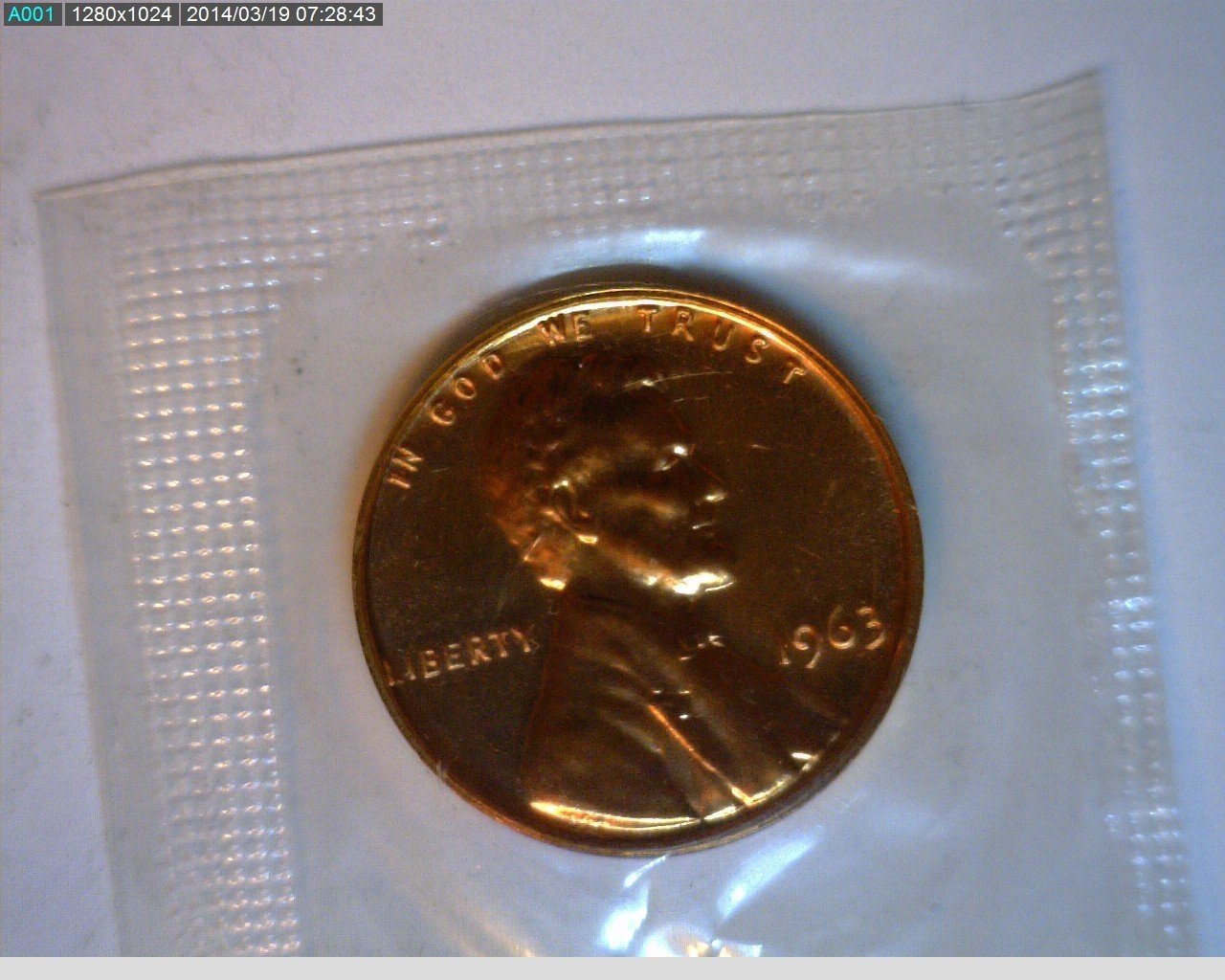 1963 1C Lincoln C ent Proof in mint cello