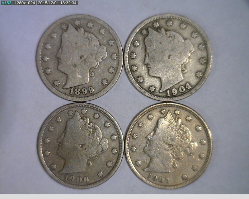 1899 1904 1906 1907 5C Liberty Nickel