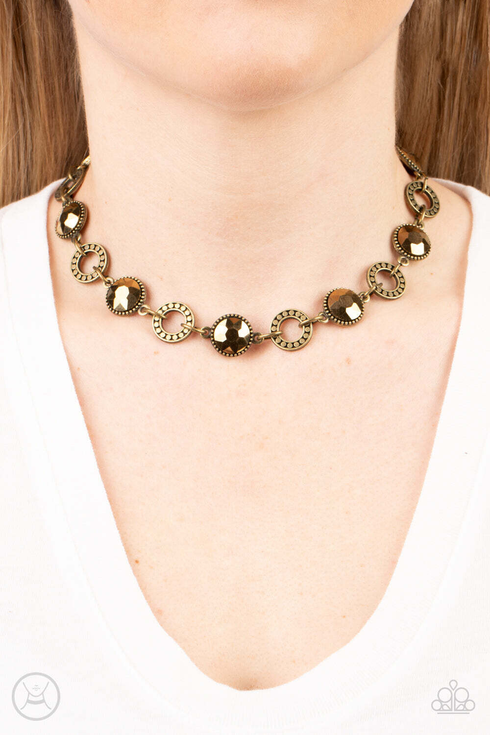 Paparazzi Necklace - Brass - Rhinestone Rollout &quot;1 Available&quot;