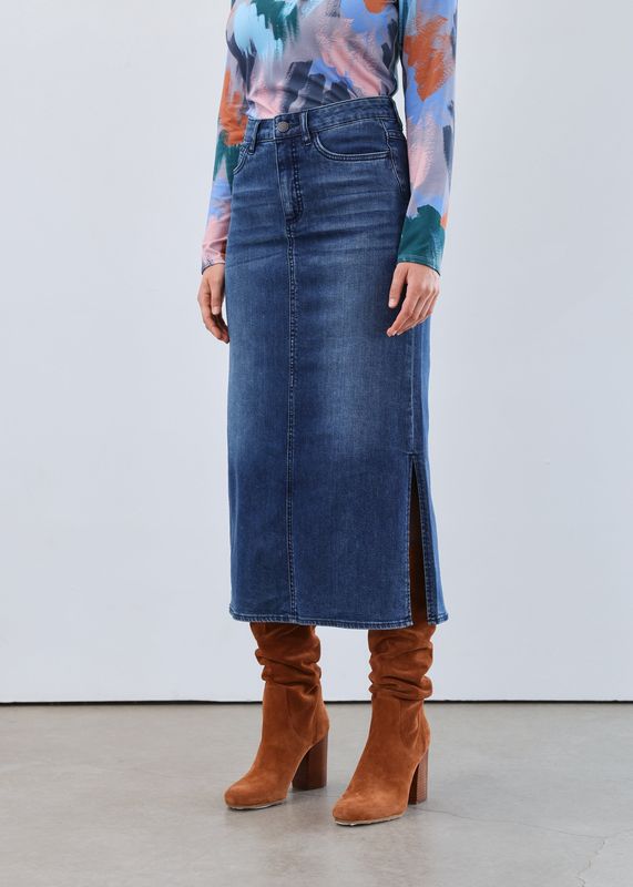 COLUMN SKIRT WITH SLITS