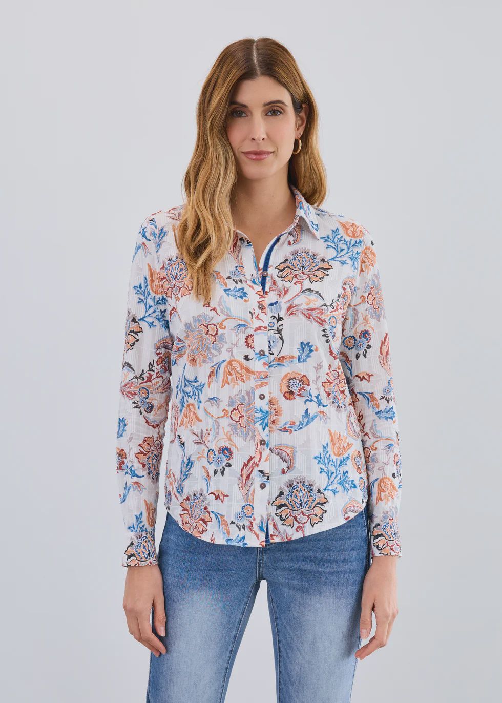 JACQUARD  LONG SLEEVE BLOUSE