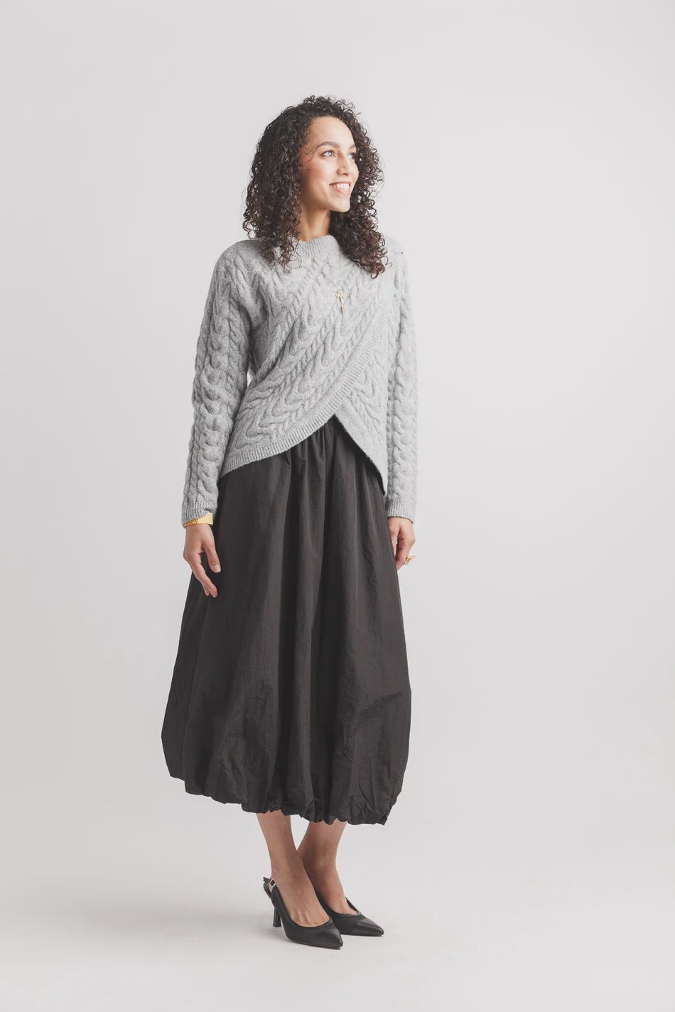 Cable Knit Crossover Sweater