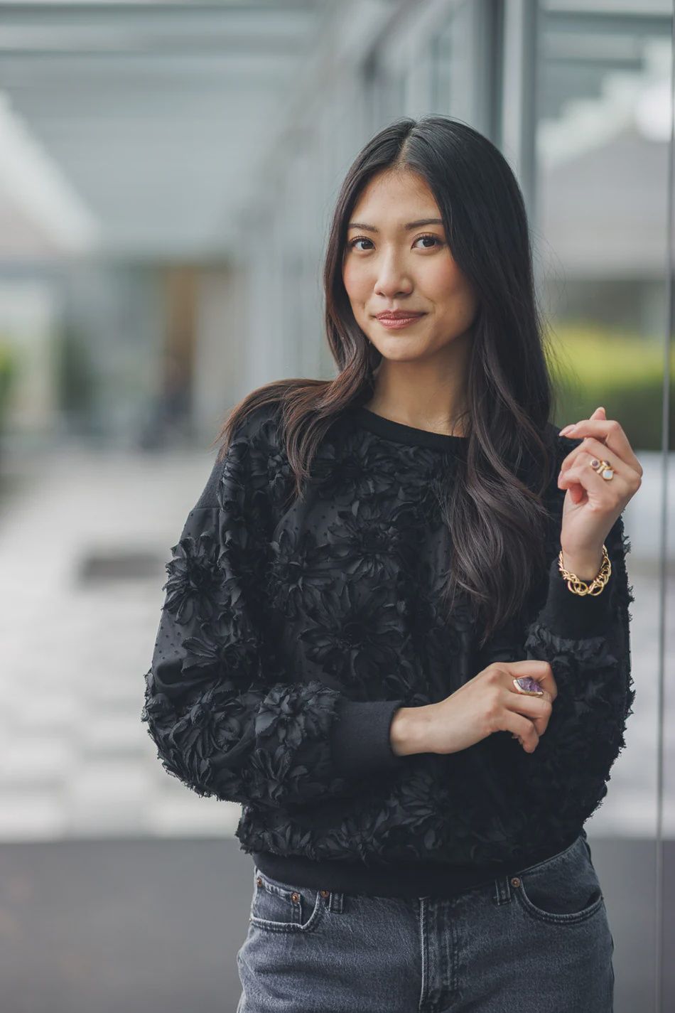 FLORAL EMBELLISHED SWEATER