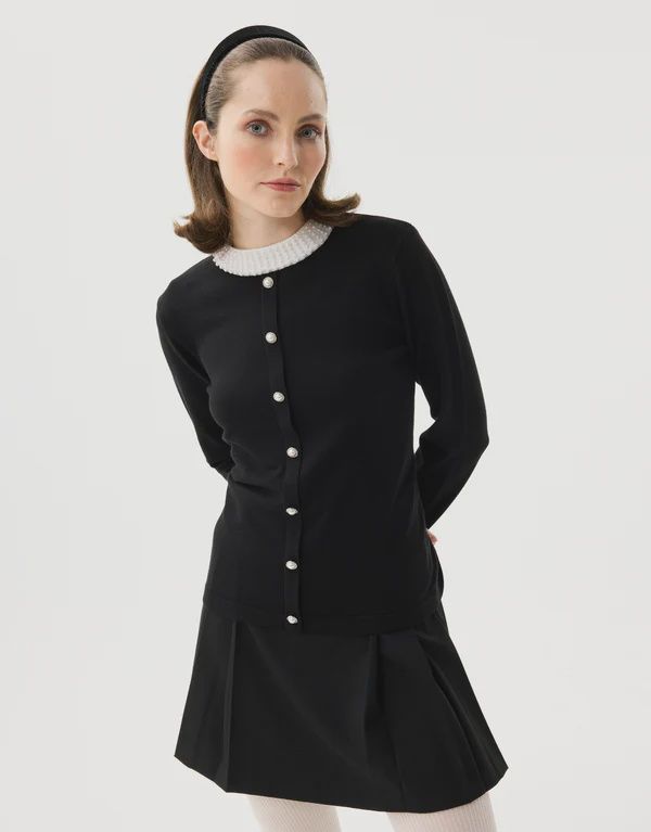 CARDIGAN W/ CONTRAST COLLAR