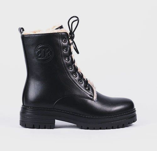 BLACK LACE-UP BOOT