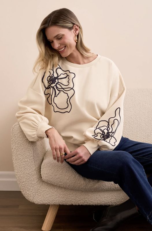 EMBROIDERED TERRY SWEATER