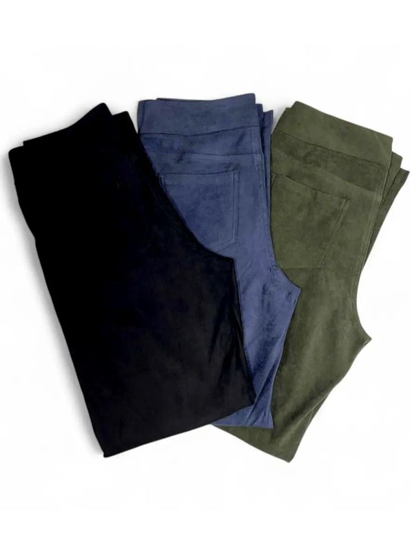 WIDE LEG SUEDE PANT (BLACK)