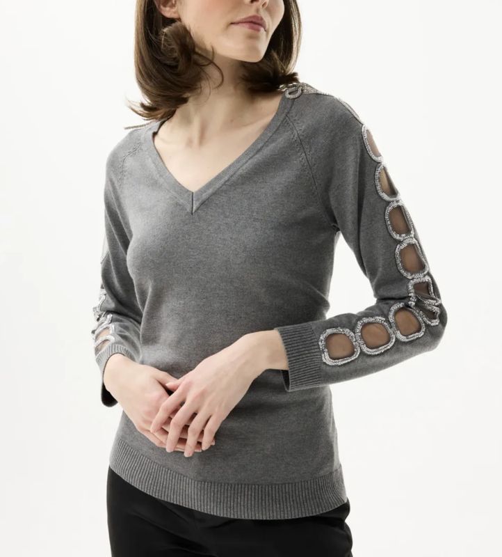 KNIT SWEATER W/ SEQUIN CUTOUT