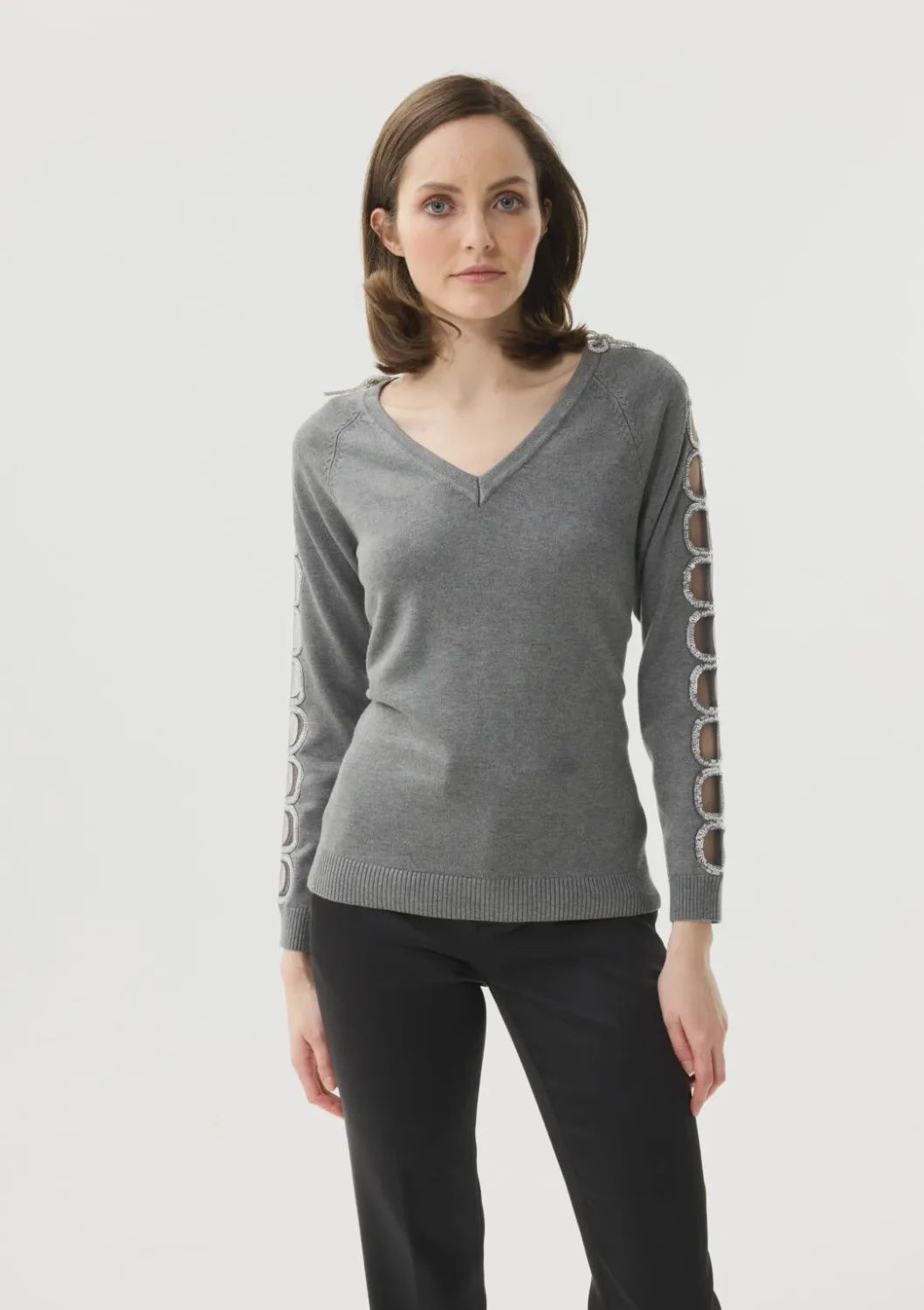 KNIT SWEATER W/ SEQUIN CUTOUT