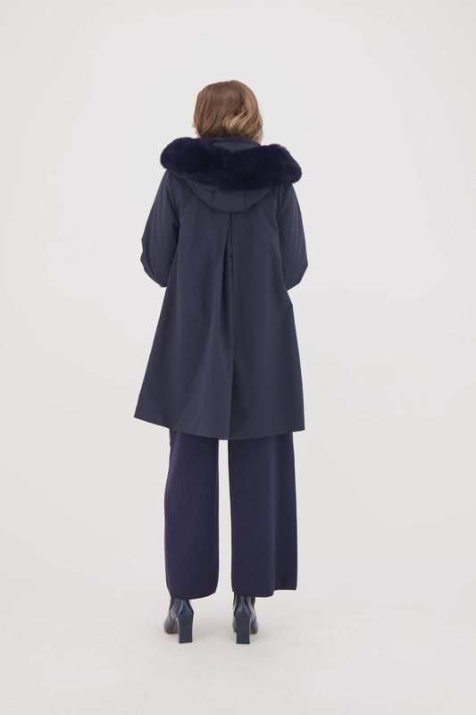 A-LINE FUR TRIM COAT