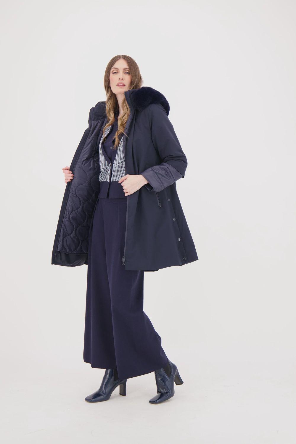A-LINE FUR TRIM COAT