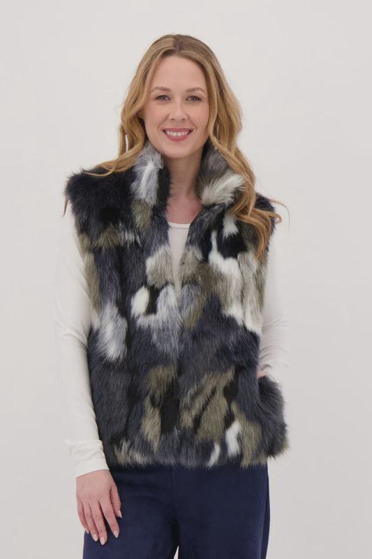 MULTICOLOUR FAUX FUR VEST