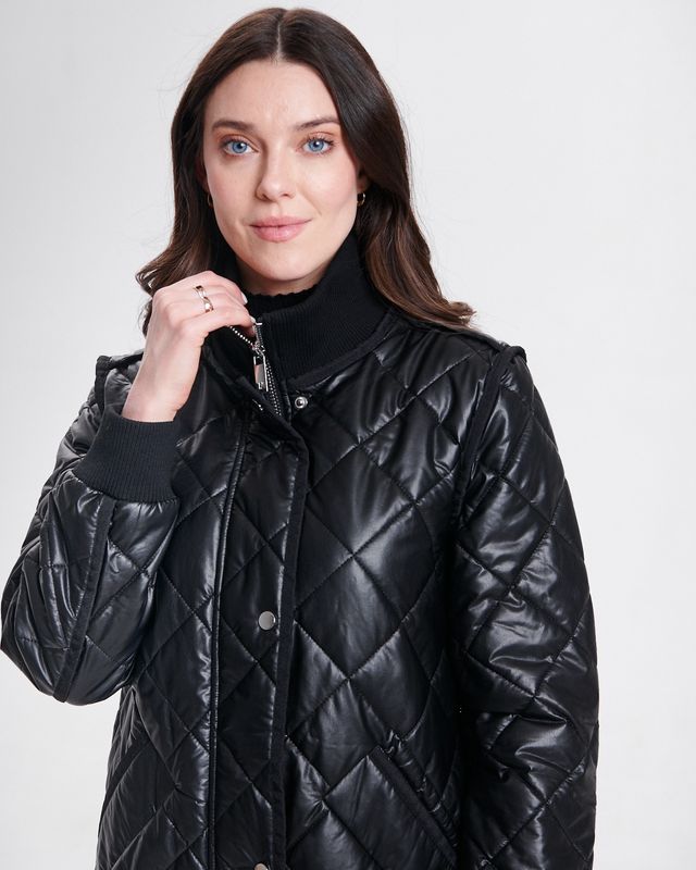 CONVERTIBLE VEGAN LEATHER COAT