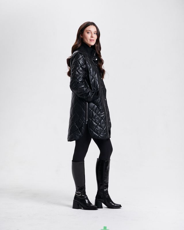 CONVERTIBLE VEGAN LEATHER COAT
