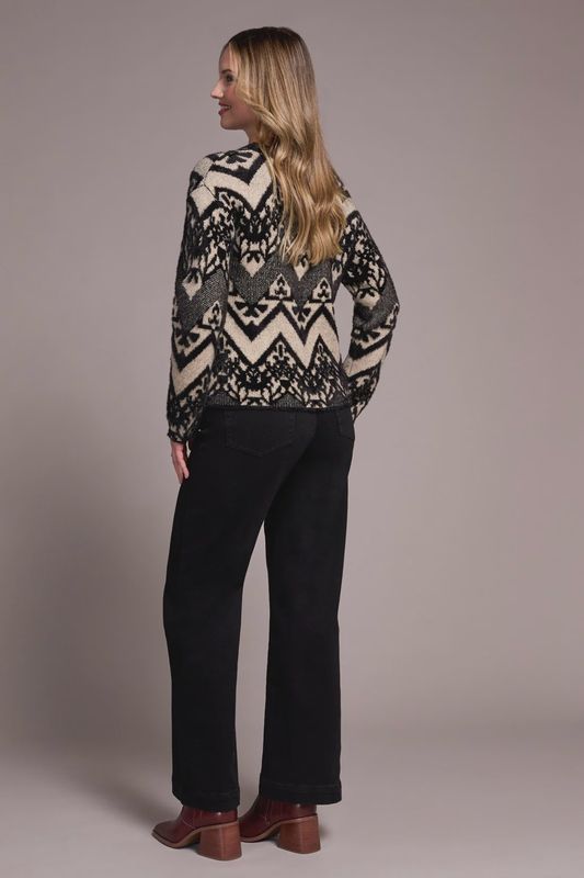 DOUBLE-KNIT EYELASH YARN CREW NECK SWEATER