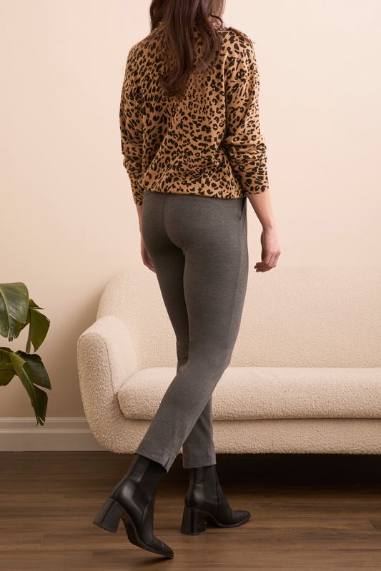 LIGHTWEIGHT PRINTED LONG-SLEEVE FUNNEL NECK SWEATER