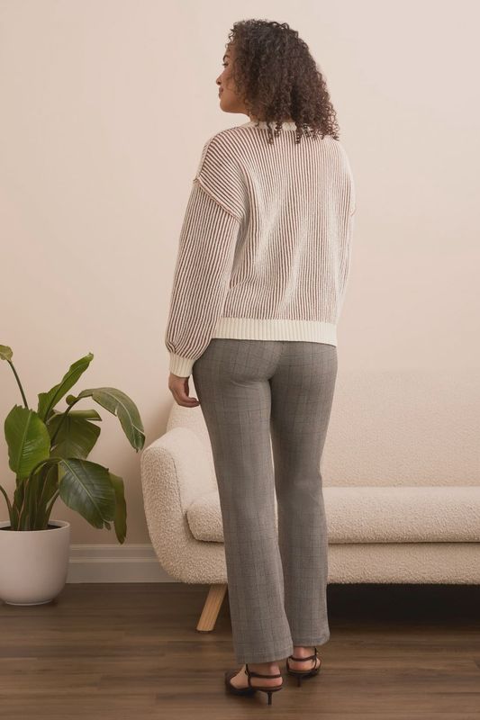 PLAITED CHENILLE CREW NECK RIBBED SWEATER