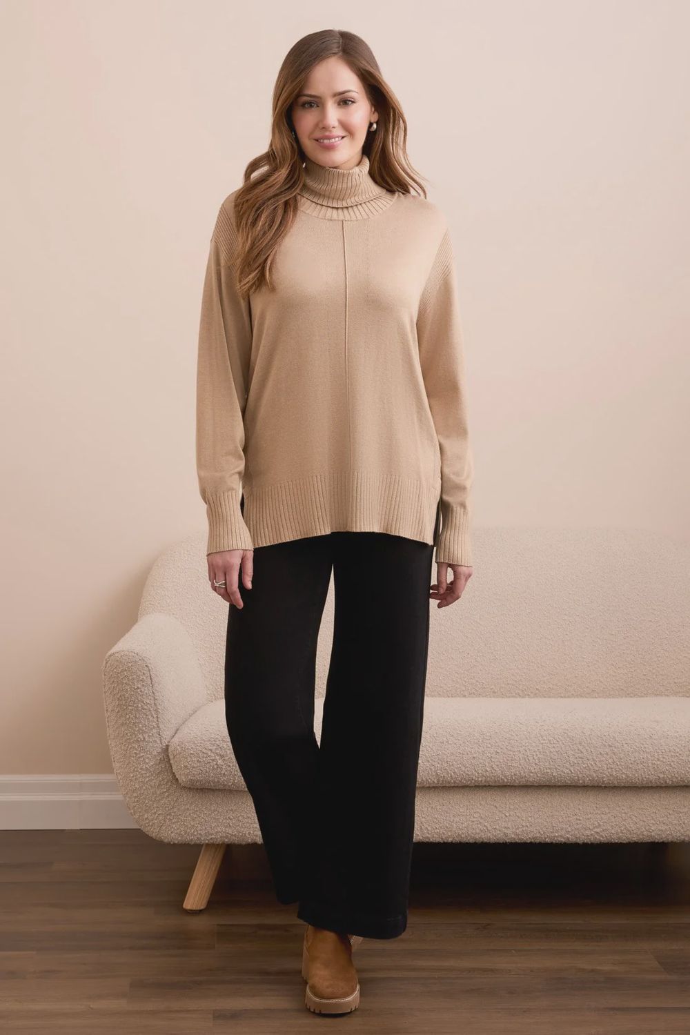 DROP SHOULDER TURTLE NECK SWEATER