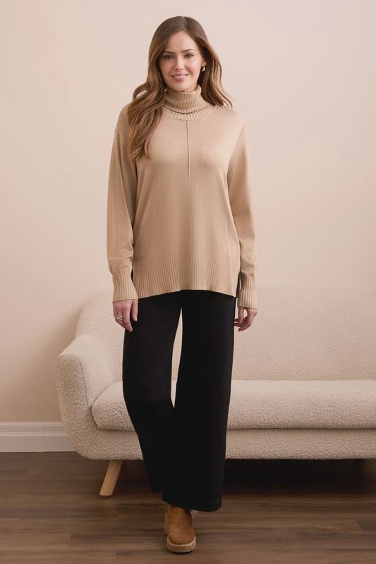 DROP SHOULDER TURTLE NECK SWEATER