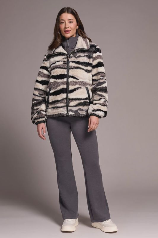 THE FAUX LEATHER TRIMMED TEDDY JACKET
