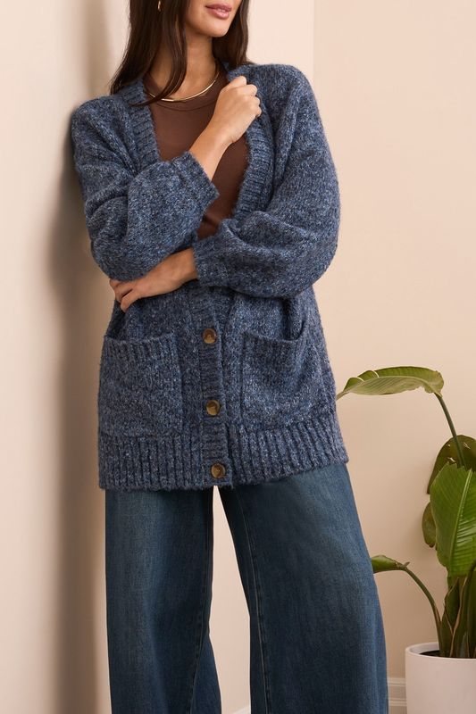 OVERSIZE PUFF SLEEVE CARDIGAN