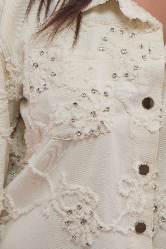 RHINESTONE APPLIQUE COLLARED SHIRT