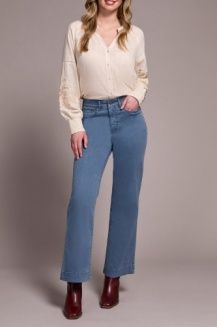 COMFORT STRETCH FLY FRONT WIDE LEG PANTS