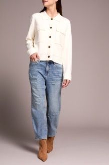 DOUBLE KNIT COLLARED SWEATER, Colour: Moonstone, Size: s