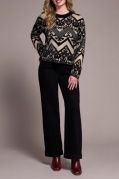 DOUBLE-KNIT EYELASH YARN CREW NECK SWEATER, Size: s