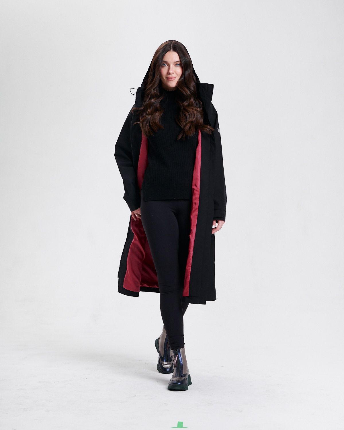 TIE-FRONT RAINJACKET, Colour: Black, Size: xs