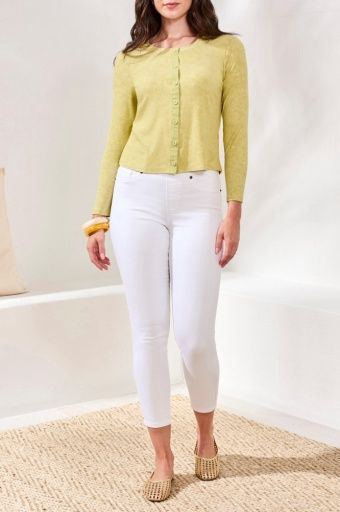 BUTTON FRONT KNIT TOP/ CARDI W/ COMBO PLACKET-KIWIZEST