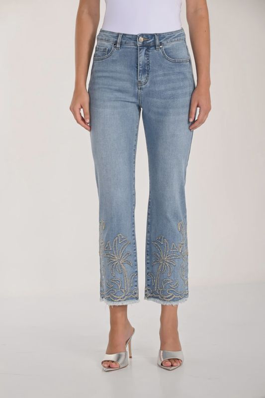 EMBROIDERED DENIM CROP