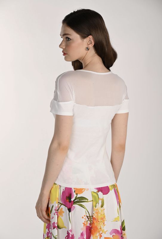 SHEER NECKLINE TOP