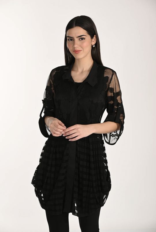 SHEER EMBROIDERED TUNIC