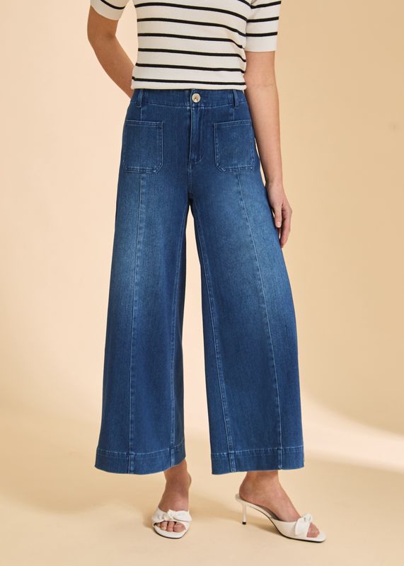 PULL-ON WIDE CROP DENIM