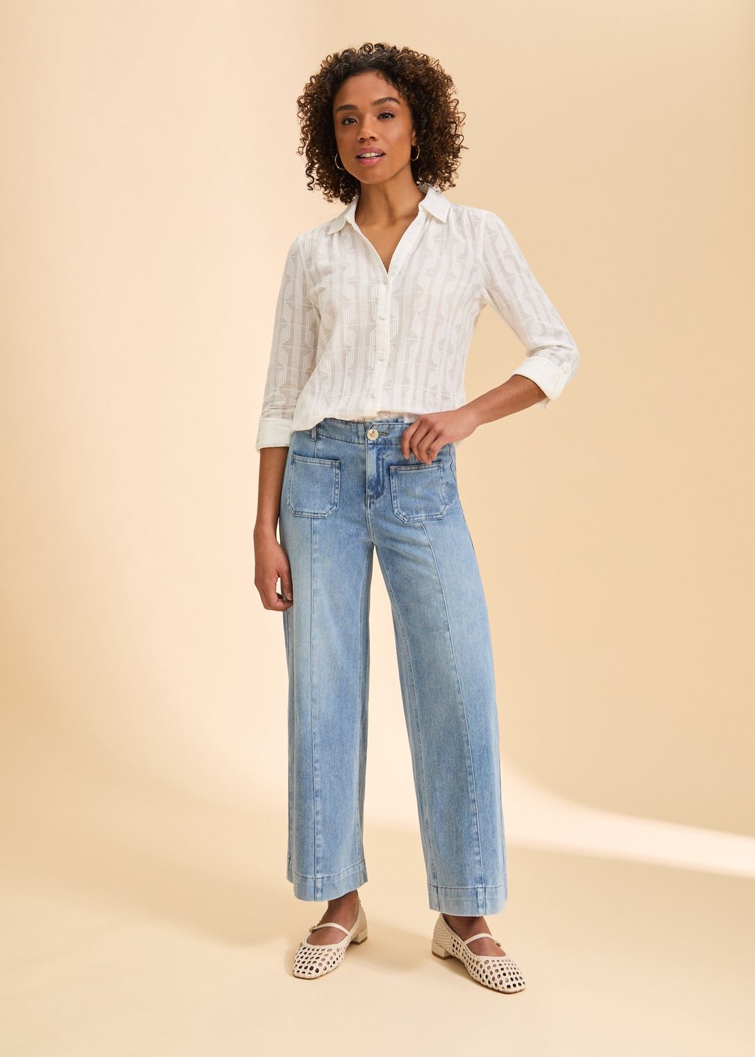 PULL-ON WIDE CROP DENIM, Color: Light denim, Size: s
