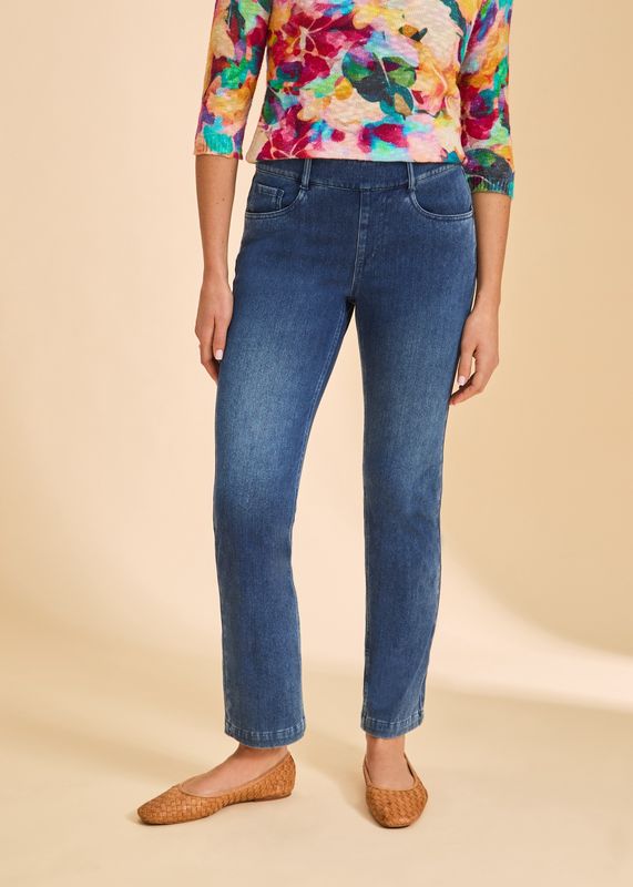 PULL-ON WIDE CROP DENIM PANT