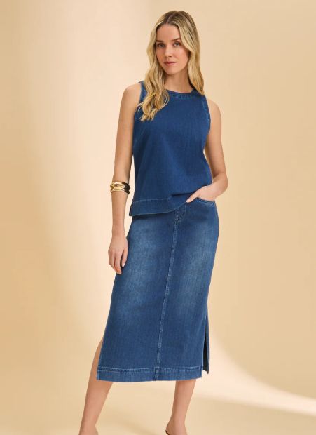 SLEEVELESS DENIM TOP